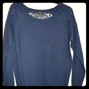 NWT torrid blue sweater lace shoulders SZ 00 (M/L)